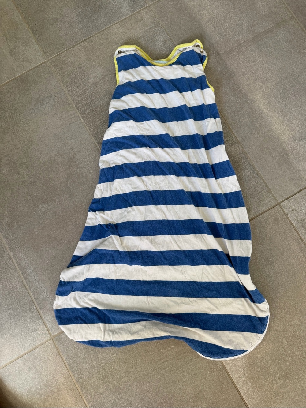 Gro Company Blue and White Striped Sleep Sack with Yellow Trim